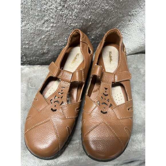 Thom McAn Randi Women’s 9 Mary Jane Shoes Brown Leather Hook n Loop Comfort - Picture 1 of 8